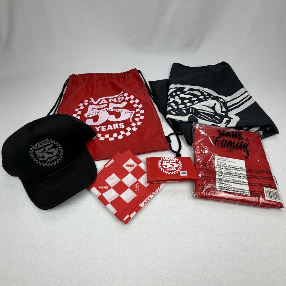 Vans 55 Year Anniversary Bundle With Extras Hat Bandana Wallet Bag 2 Banners